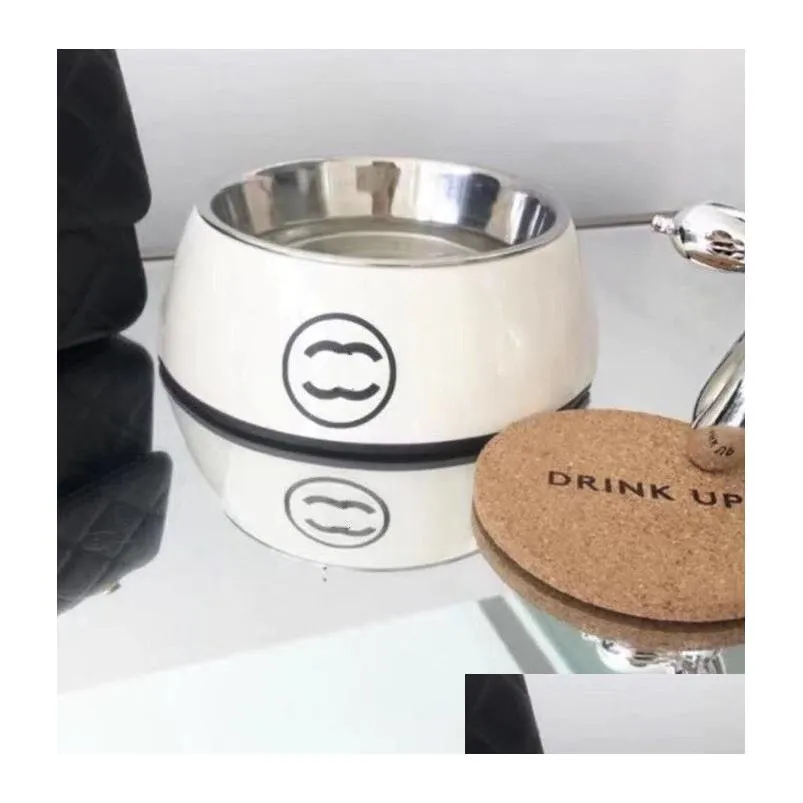Hondenschalen Feeders Designer Bowl Pet Zwart en Wit Kat Letter Logo Gedrukt Drink Food Set Drop levering Huis Tuinbenodigdheden OTSJ1