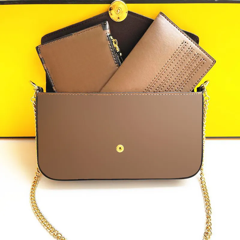 med låda 3 -stycken lyxiga hobakedja kvinnors axelväska pochette Felicie mode tote clutch designer väska toppkvalitet crossbody kuvert väskor handväskor plånbok plånböcker