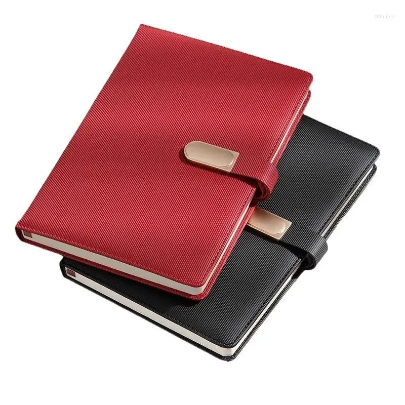 Memo Notepad Notebook Vertical Grain PU Leather Cover Agenda Book Magnetic Buckle Business Journal 100 Sheets Paper A5/B5 Size