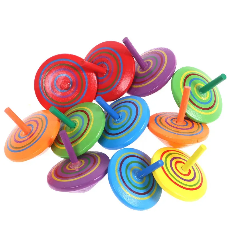 Childes por atacado Wood Leisure Hand Spinne Toys Spinner de Wooden Fidget For Kids Classic Spinning Top Gindergarten Gift 11 LL