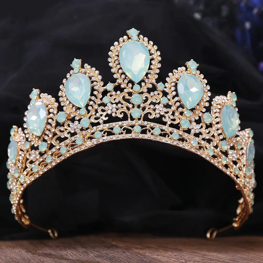 Luxury Princess Crown Women 8 Colors Opal Crystal Bridal Wedding Tiaras Crown pannband Hårtillbehör