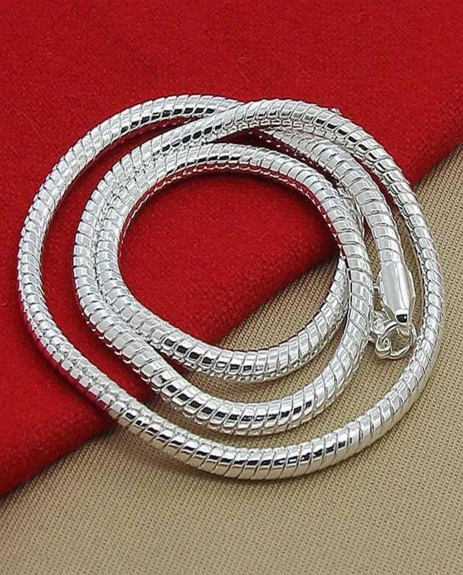 Silver 40-75cm 925 1MM/2MM/3MM solid Chain Necklace For Men Women Fashion Jewelry fit pendant2263174