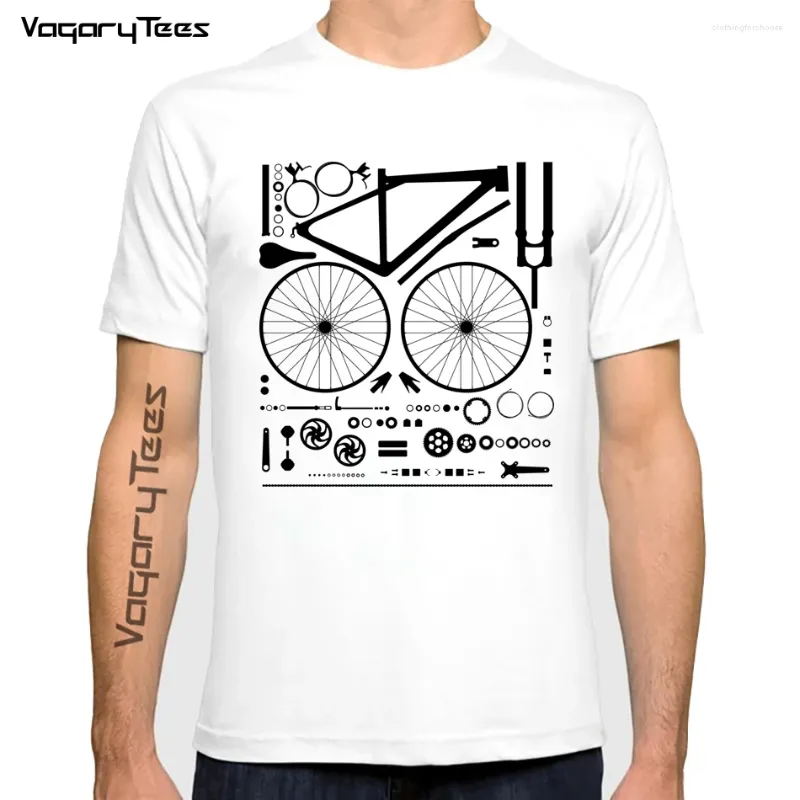 Herr t skjortor vagarytees cykel delar struktur utskrift t-shirt mode män skjorta demonterade streetwear casual hip hop tshirt