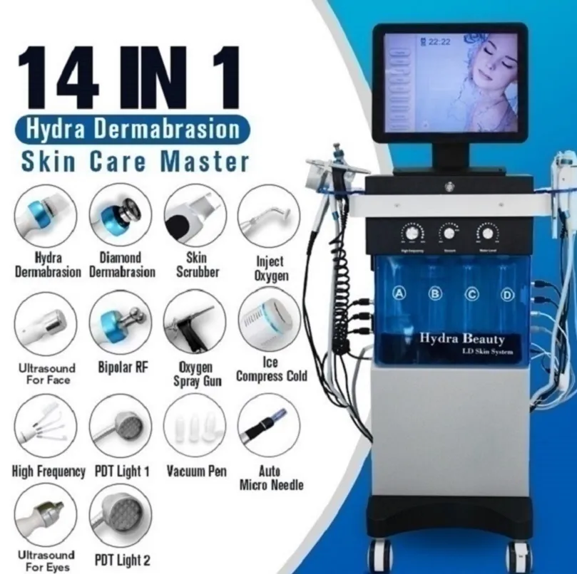 14 dans 1 machine hydrodermabrasion cutanée Refjuvenaiton Microdermabrasion Hydro Wrinkle Repoval Hydra Spa Machines
