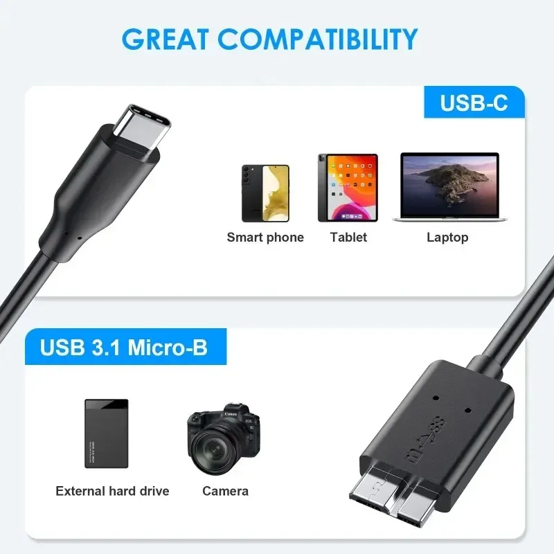 Type-CからMicro Data Cable Type-CモバイルハードドライブとUSB 31からUSB 30ハードドライブデータ転送接続