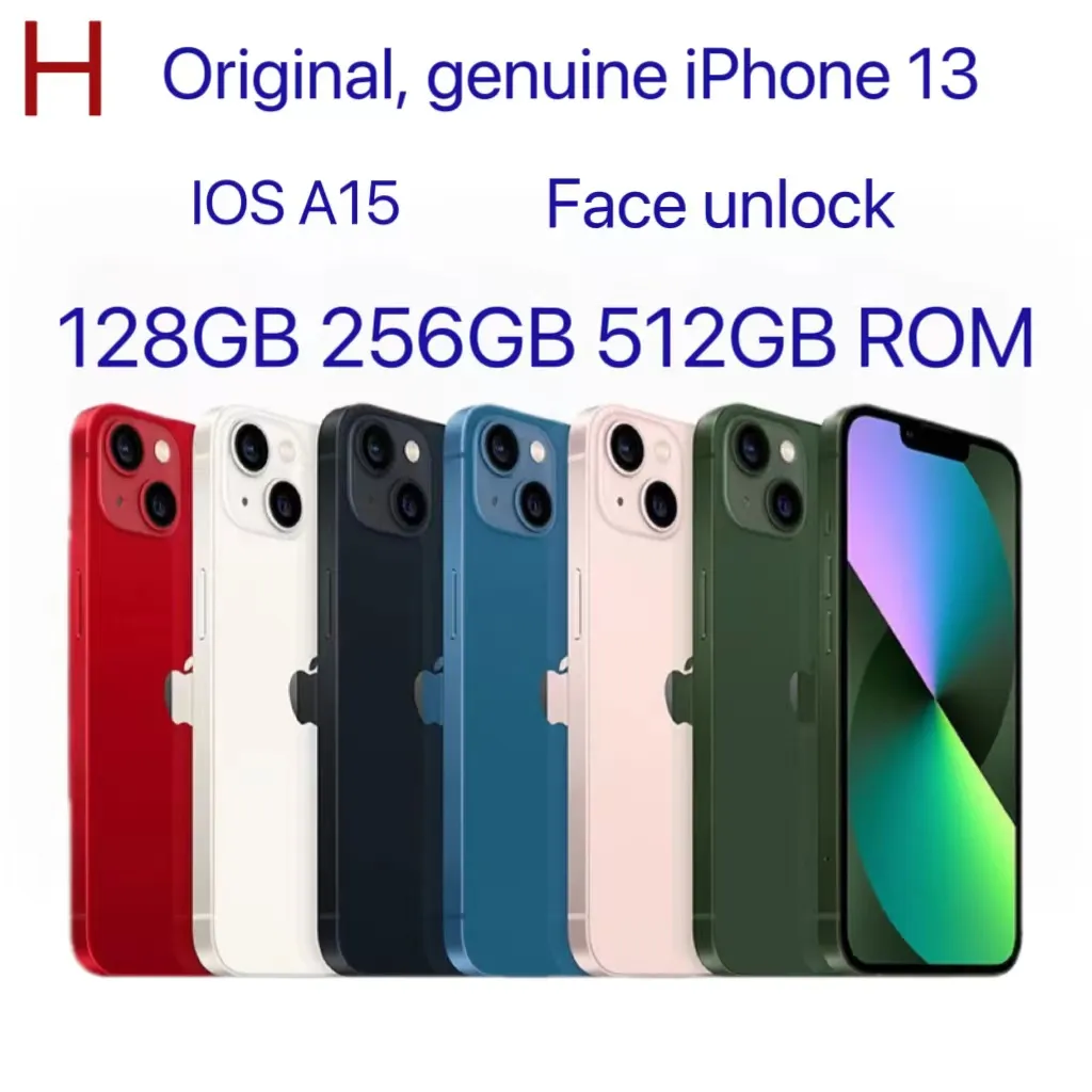 Original Genuine iPhone 13 6.1-inch iOS A15 comes with an OLED screen smartphone iPhone 13 box sealed with 6G RAM 512GB ROM and 100% battery life