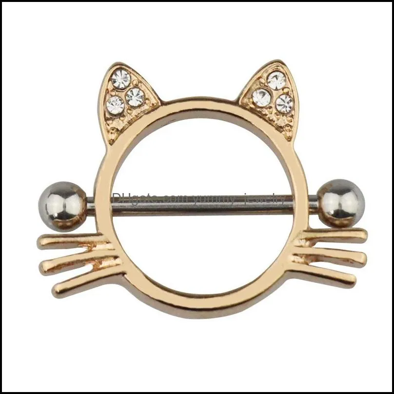 Nipple Rings 14G Y Cat Ring Body Breast Jewelry Gift Piercing Bar Stainless Steel Barbell Shield For Drop Delivery Dhfew