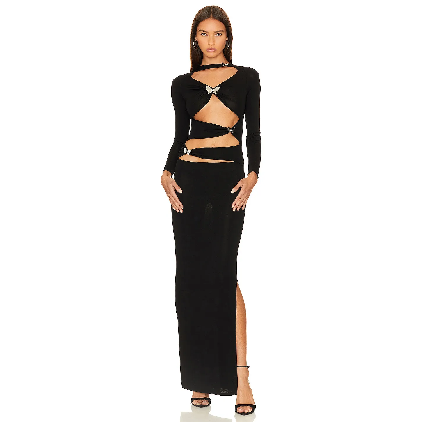 bodycon slit maxi dress Dress Code High Slit Maxi Dress in White