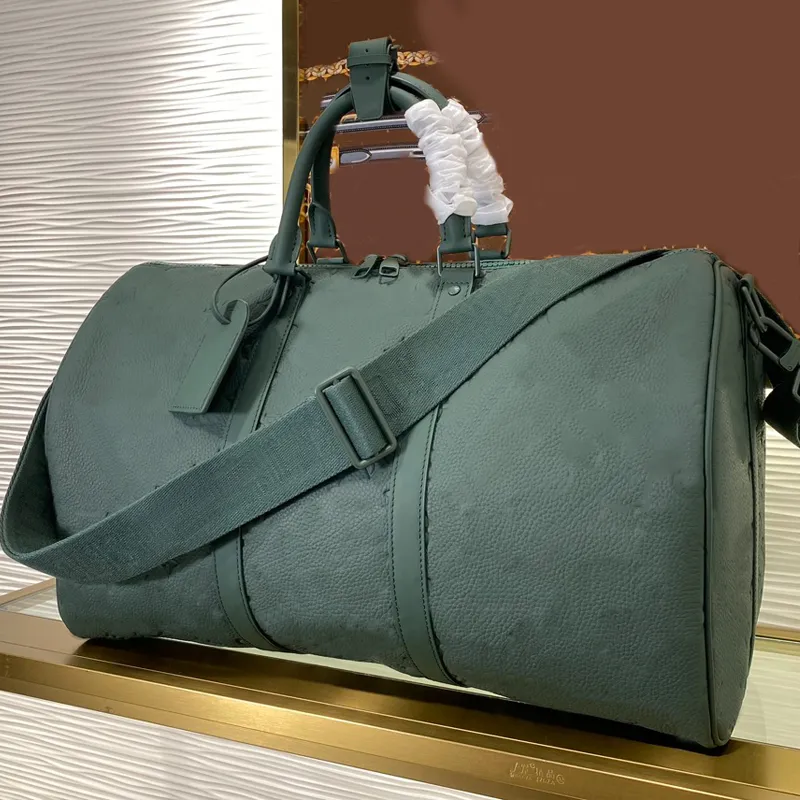 Borsa da viaggio verde scuro Bota di grande capacità da uomo Stuma a tracolla in pelle di mucca in pelle classica stampa classica cerniera apertura a cinghia rimovibile designer di alta qualità di alta qualità