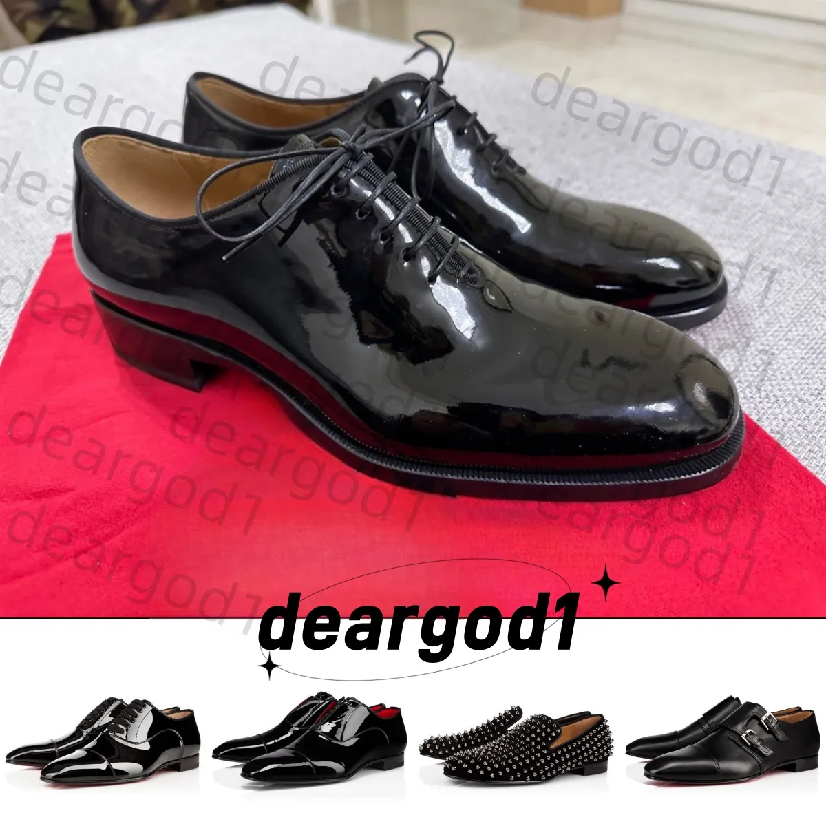 2024 Red Botts Designer Dress Shoes Men Sneakers Redbottoms Loafers Black Red Spike Patent Leather Slip On Wedding Flats Tripler Plate-Forme Trainers