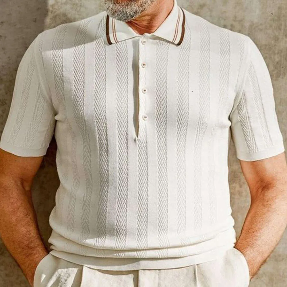 Vêtements masculins 2024 Été nouveau produit Polo pour hommes Polo Casual à manches courtes à manches verticales T-shirt Slim Fit M515 40