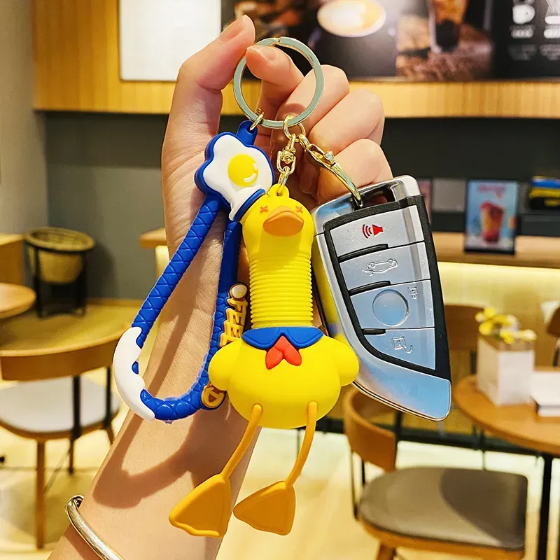 Cute Anime Keychain Charm Netflix Sailor Retractable Duck Key Ring Couple Students Personalized Creative Valentine`s Day Gift UPS