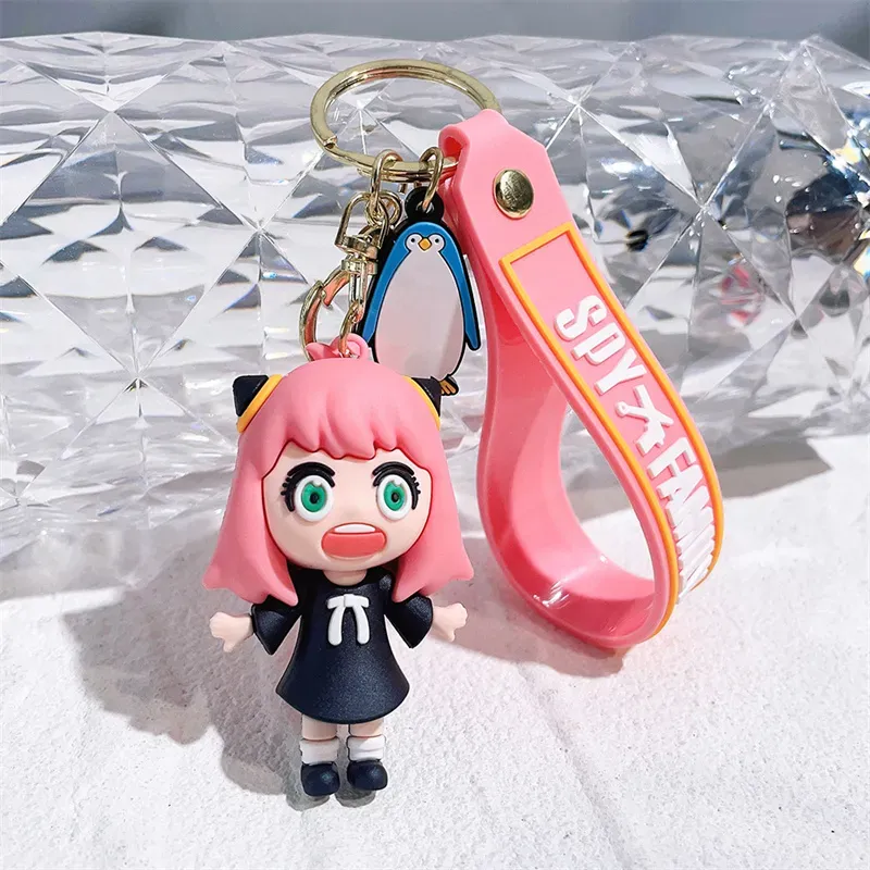 Cute Anime Keychain Charm Key Ring Fob Pendant Lovely Spy`s Play House Doll Couple Students Personalized Creative Valentine`s Day Gift A8 UPS