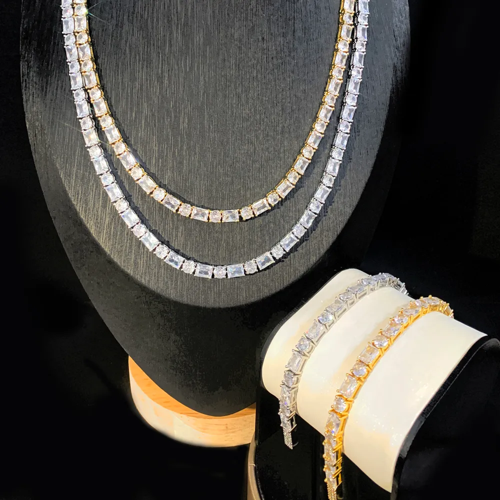 Men's Yellow Gold 5A CZ Stone Iced Solitaire Bling Hip Hop Tennis Chain Bracelet – 50 Stones, 4MM Round