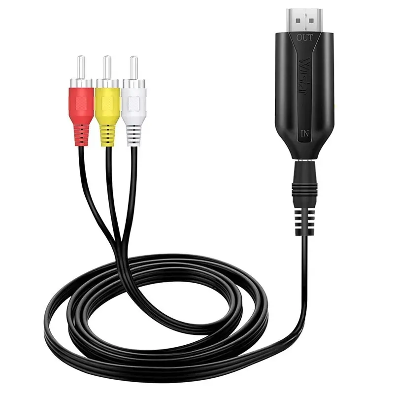 AV zum HDMI-Konverter HDMI 1080p 720p für Set-Top-Box-Computer zu TV-Kabel Drei-Farben RCA-Kabellänge 1m/3,2ft-Adapter