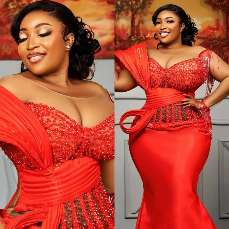 Red flowy prom dress hot sale