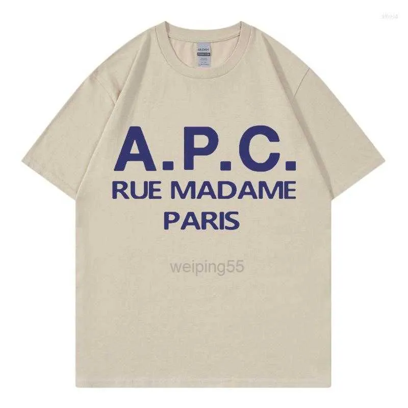 Magliette maschile maschile magliette 2023 Summer Fashion Men/Women T-shirt Oversaze APC Stampa hip hop abiti a maniche corte a manico