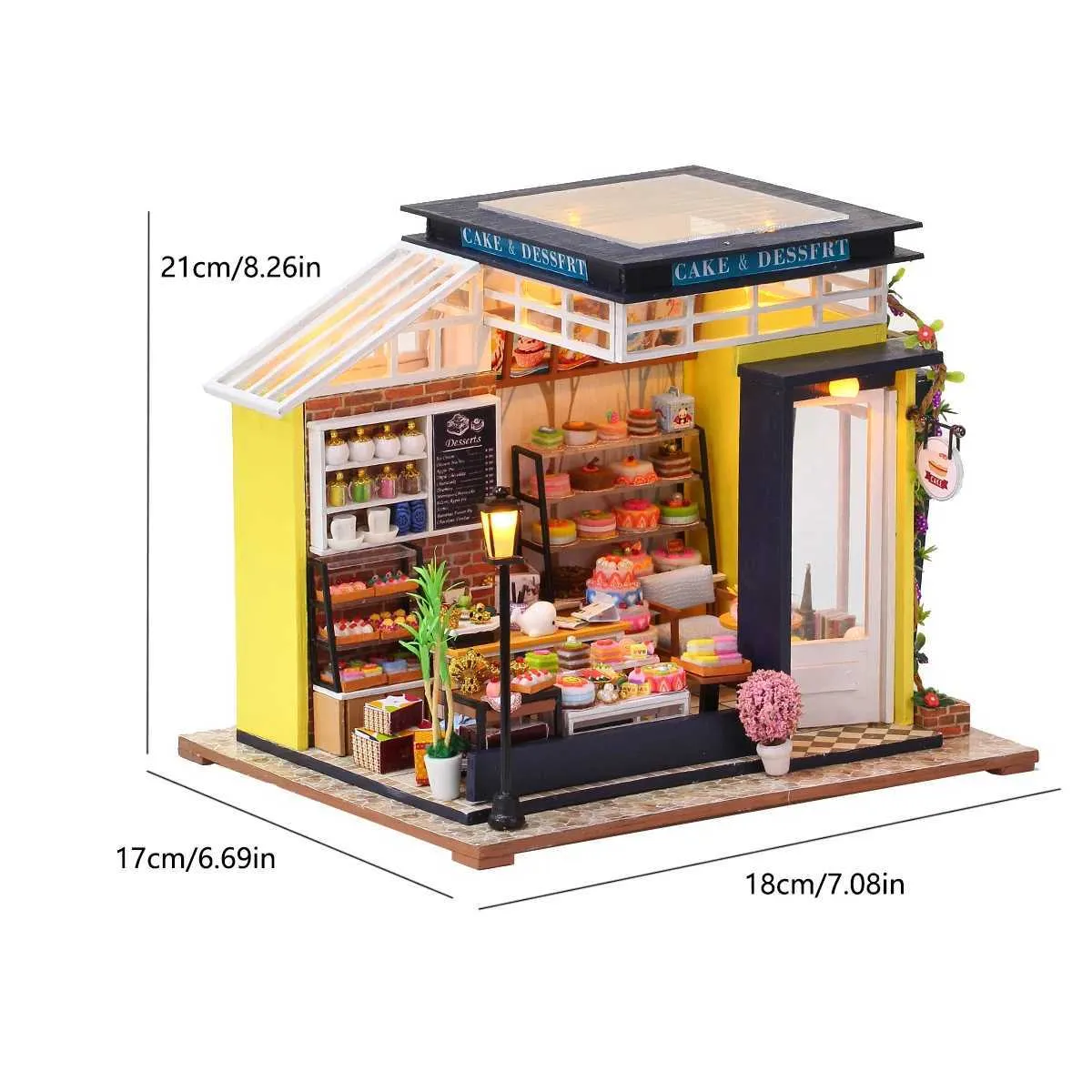 Architectuur/DIY Huis Cake Shop Mini Doll House Kit Building Assemblagemodel Diy Handgemaakte 3D Puzzle Toys Thuis slaapkamer Decoraties met meubels hout