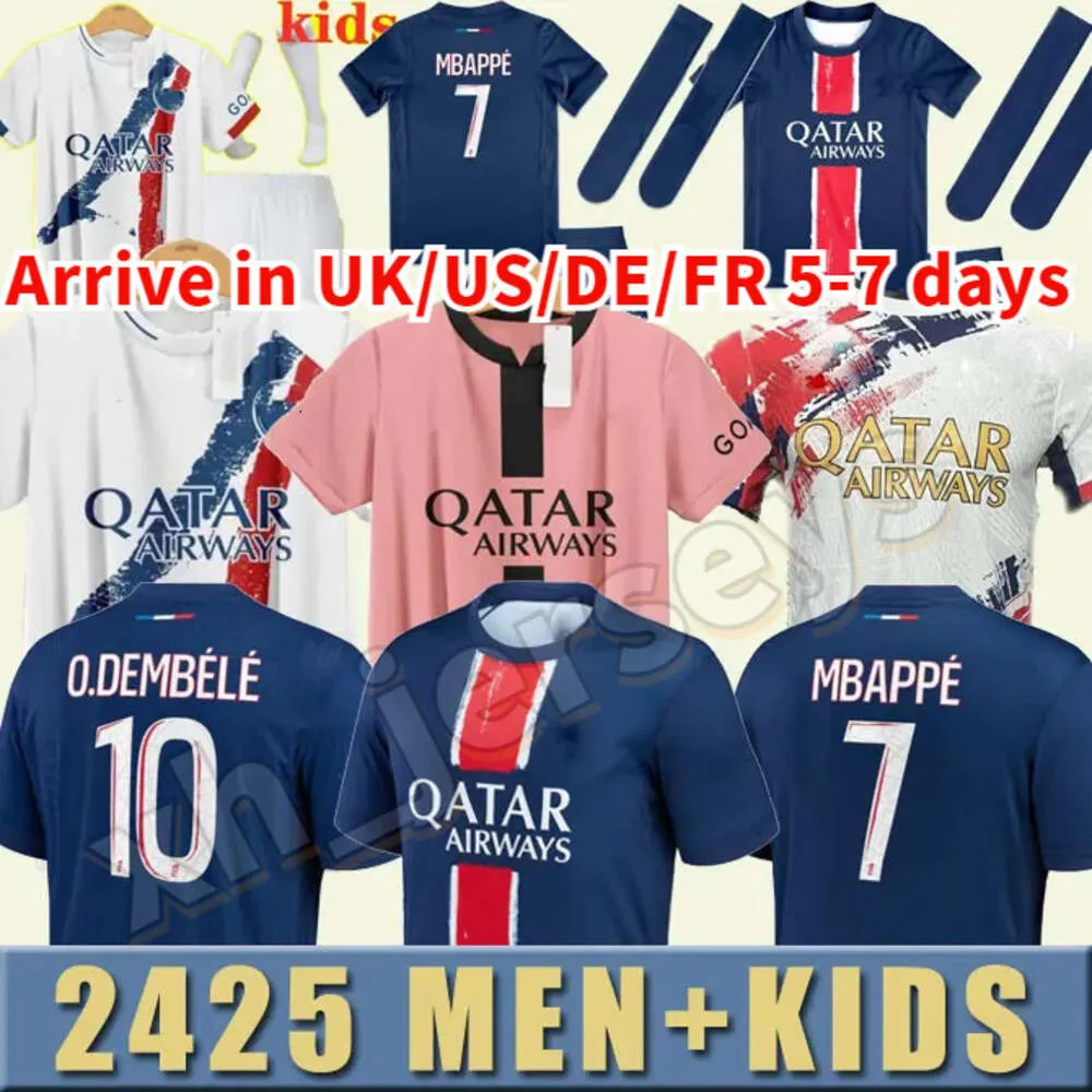 24 25 MBAPPE voetbalshirts 2023 2024 Paris di Maria Wijnaldum Sergio Ramos Hakimi vierde Maillots de volwassenen en kindervoetbalhirt Icardi Verratti derde 4e