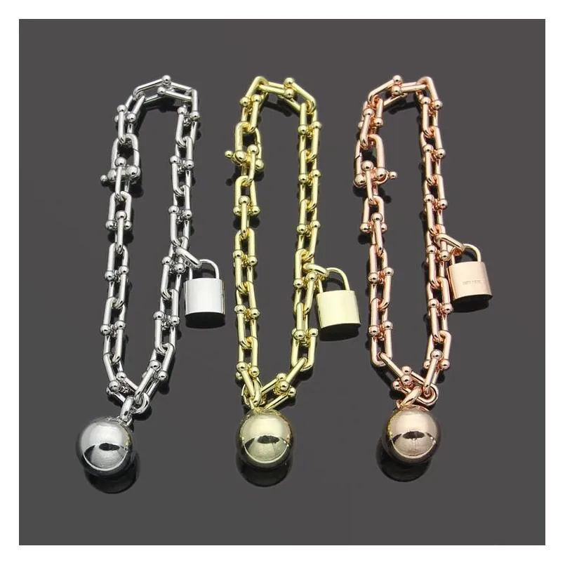 Bangle 3 färger Kvinnor Designer Bangles Single-Layer U-Chain Classic Armband Luxury Brand Lock Bead Par Armband Drop Delivery Je Dhtds