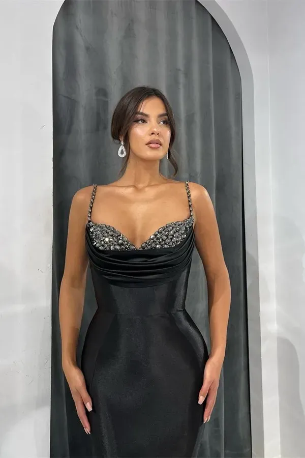 Black Beaded Spaghetti Strap Mermaid Evening Dress for Women Party Prom  from Dhgate Evening Dresses - price 243.98