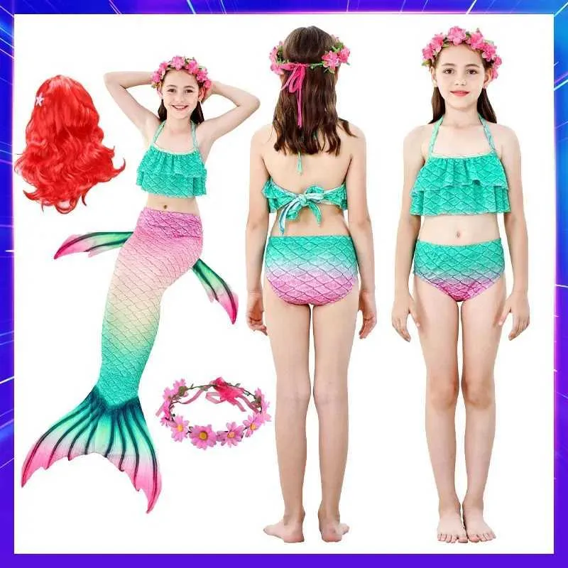 Dwuczęściowe dzieci urocze marzycielskie syrena ogon dziecięcych dziewczyny dziewczęta bikini kostiuta kąpielowe dziecięce plaż na plaż