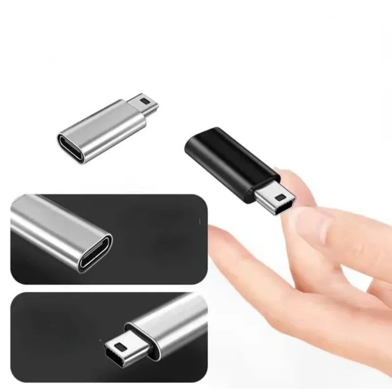 Metal Universal Otg Mini 5 Pin USB Adapter B Male to USB Type C Female Data Transfer Connector for Digital Camera GPS