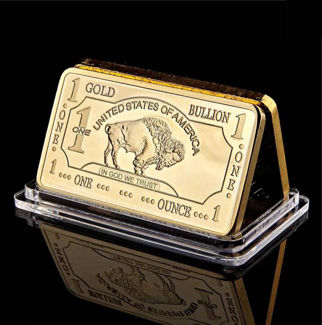 Metal Craft 1oz USA Buffalo Rare Coin 100 Mill 999 Fine American Gold Plated Bar2872218