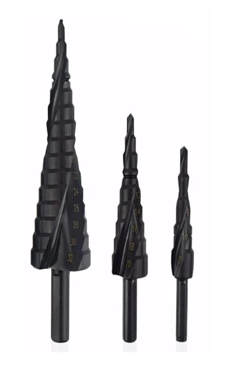 3pcsset 432mm Drillbit Set HSS Cobalt Step Drill Bit Stickstoff Hochgeschwindigkeit Stahl Spiraldreieck Shank Hole Cutter2209522