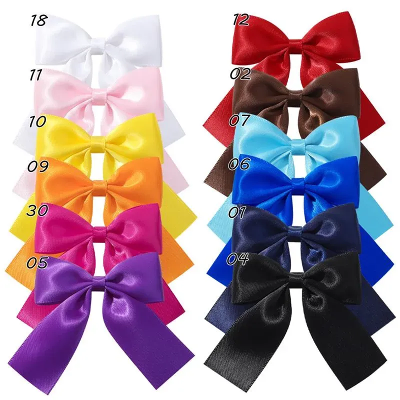 Solid Color Baby Girls Bow Ribbon Hair Clip Lovely Princess Hairpin Barrettes Kids Hair Accessories Children Headwear