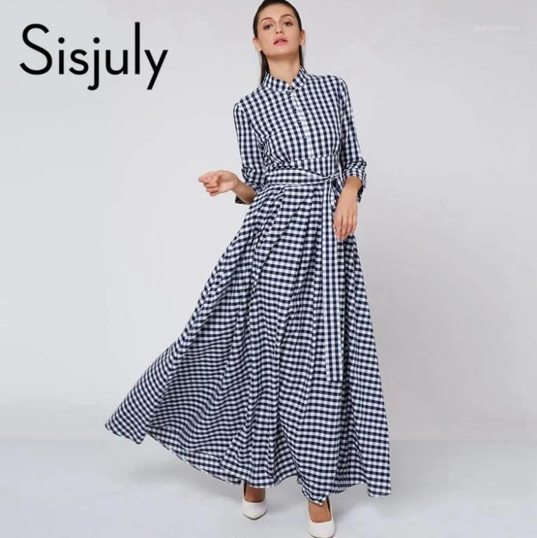 Sukienki imprezowe Whole SisJuly Women MAXI SURES Autumn Zima Plaid Long Suknia Moda Vesta de Festa Rok 202112288601