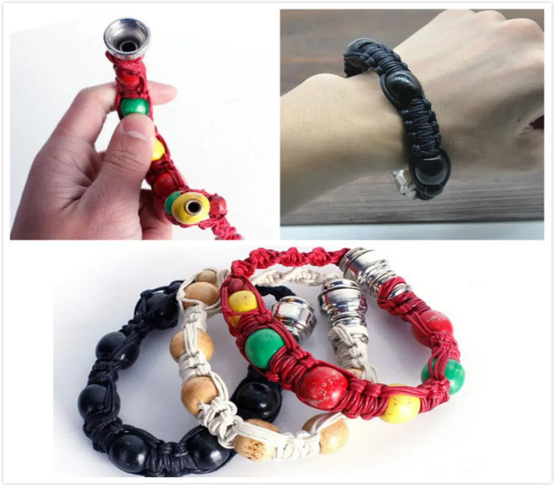 New Portable Metal Bracelet Smoke Smoking Pipe Jamaica Rasta Pipe 3 Colors Smoking accessories Gift for man and women K0173567848