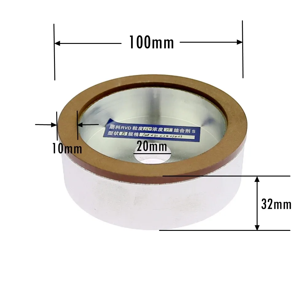 100*32*20*10*3mm fincan şeklindeki elmas aşındırıcı taşlama tekerleği alaşımlı çelik seramik cam yeşim taşlama