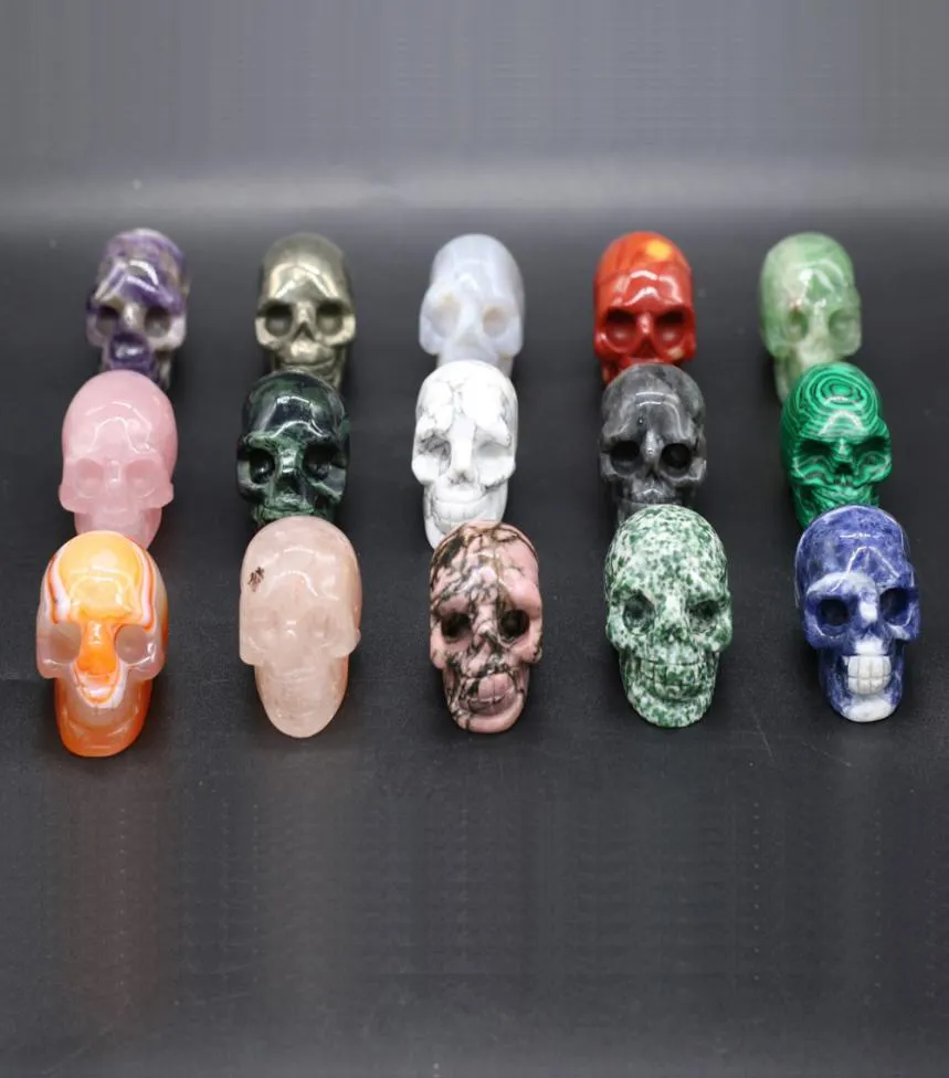 Natural Crystal Rose Quartz Skull Gifts Amethyst Opal Obsidian Healing Stone Home Decoration Crafts Small Ornaments7334171