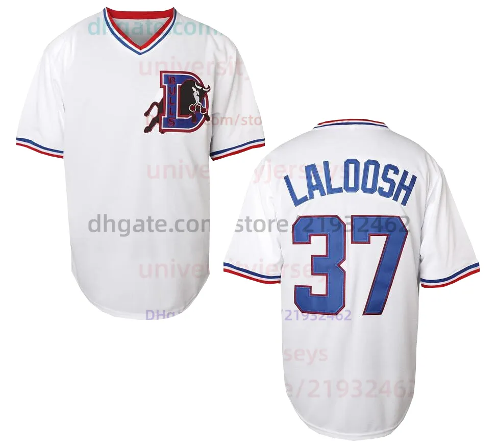 Män kvinnor barn Bull Durham Nuke 'Laloosh 37 Crash Davis 8 Durham Movie Baseball Jersey All Stitched