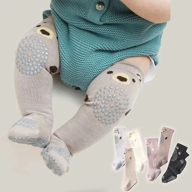 Barnstrumpor Baby Knee Socks Anti Slip Floor Socks Elbow Pads Kne Caps Summer Childrens Crawling Leg Protectors Warmt Protection Girls and Boys Safetyl2405