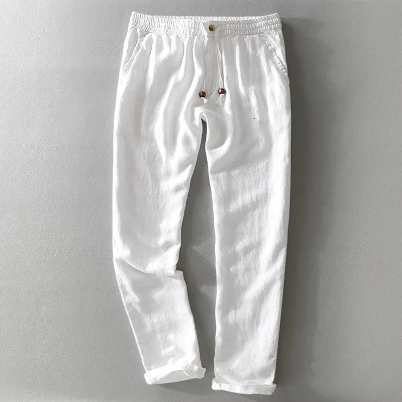 Pantalon décontracté pour homme, couleur unie, blanc, droit, respirant, mode, confortable, pleine longueur, automne_voghion.com