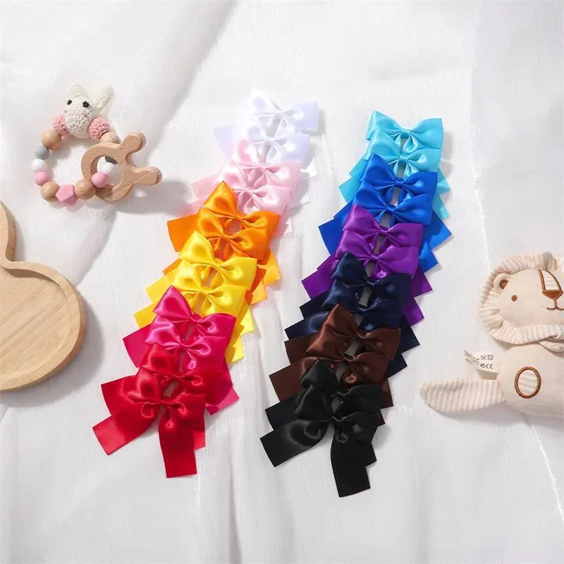 Solid Color Baby Girls Bow Ribbon Hair Clip Lovely Princess Hairpin Barrettes Kids Hair Accessories Children Headwear