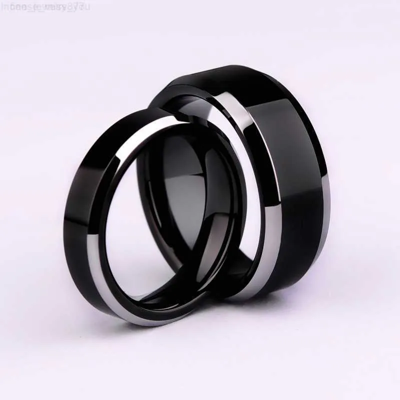 Banda Simples Black Smooth Black/3Colors Titanium Ring for Men Wedding Rings for Women AA230323
