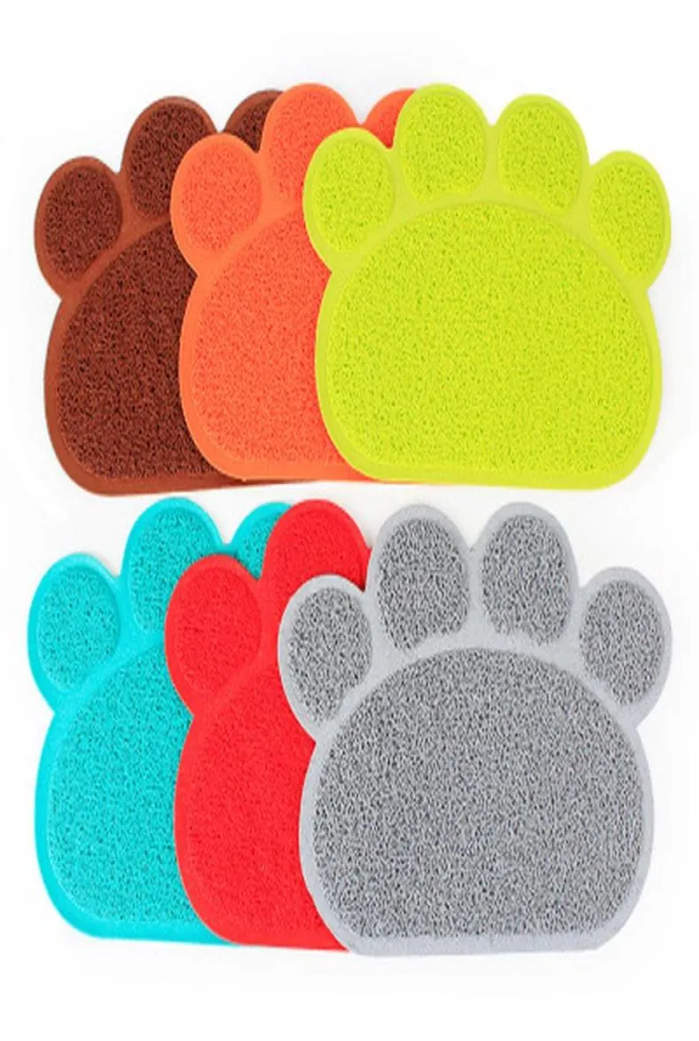 Pet Dog Puppy Cat Feeding Mat Pad Sweet Paw PVC Bed Dish Bowl Food Water Feed Placemat Torka Clean Pet Cat Dog Accessories3064231