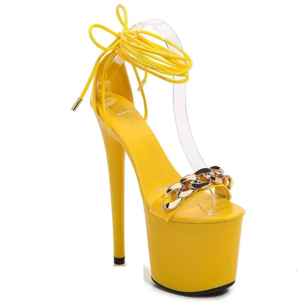 Сандалии платформы 20см обувь Женская гладиаторная цепь кожаные дамы ночные клубы веселые женские летние на высоких каблуках D264