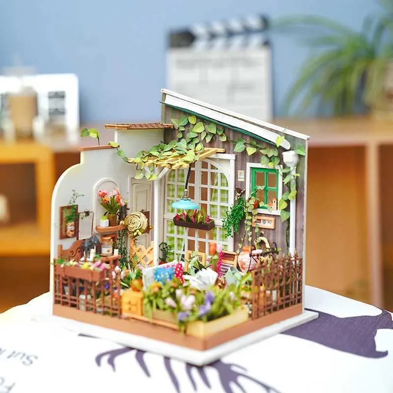 Architettura/casa fai -da -te House fai da te con sala da studio mobili Simons Coffee Children Bambola per adulti Casa di bambole Kit in legno giocattolo