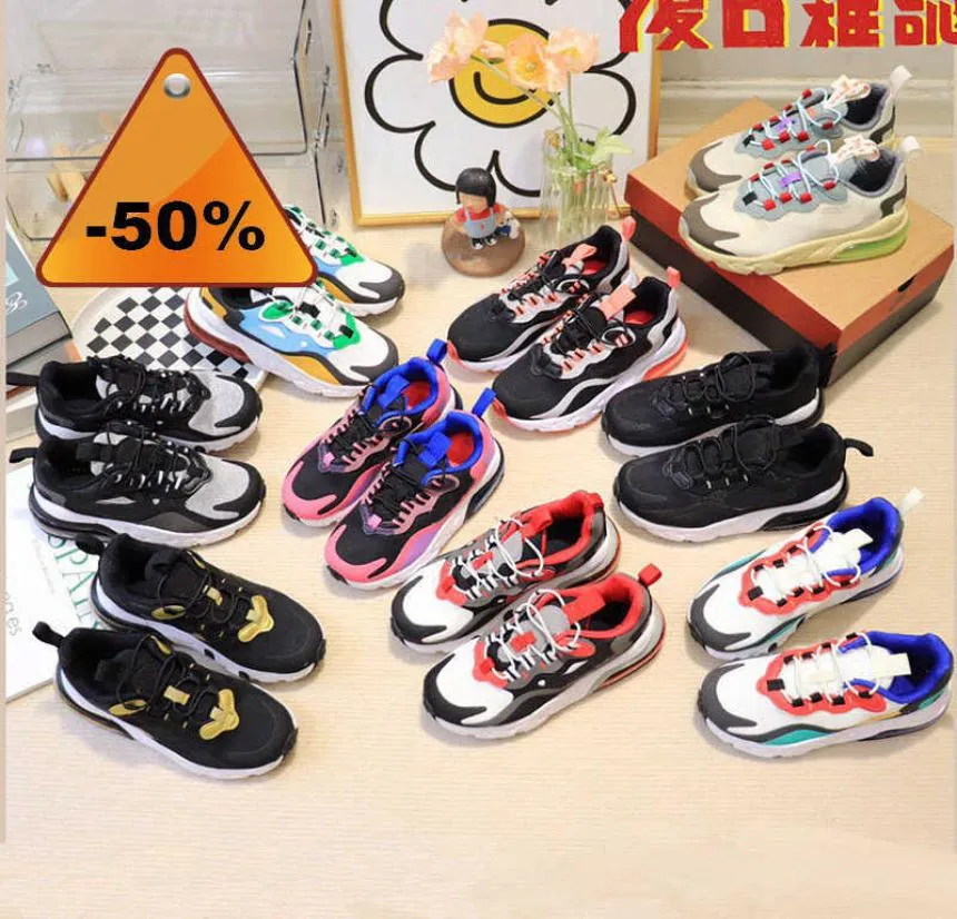 OG New 270 React Kids Shoes Bauhaus TD Boy Girls Athletic Outdoor Black Hyper Bright Violet Toddler Children Sneakers with S8705325