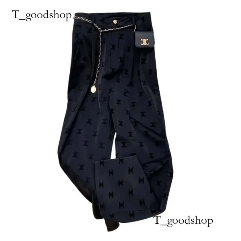 Designer Women's High Waist Pants With Belt Logo Print Black Color Long Trousers Plus Size Smlxlxxl3xl4xl -888 3Bc