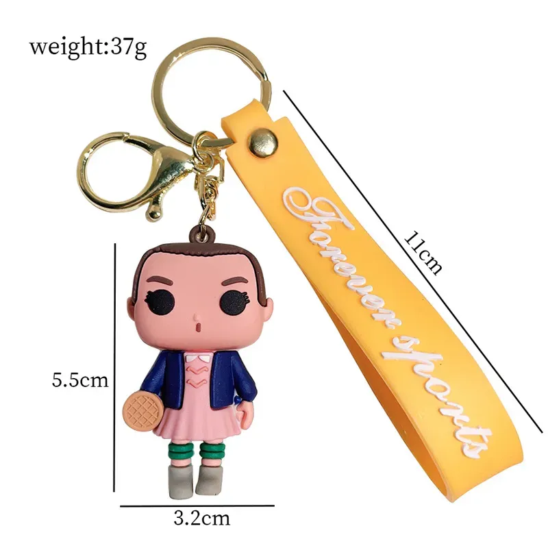 Cute Anime Keychain Charm Key Ring Fob Pendant Lovely Stranger Things Doll Couple Students Personalized Creative Valentine`s Day Gift A8 UPS