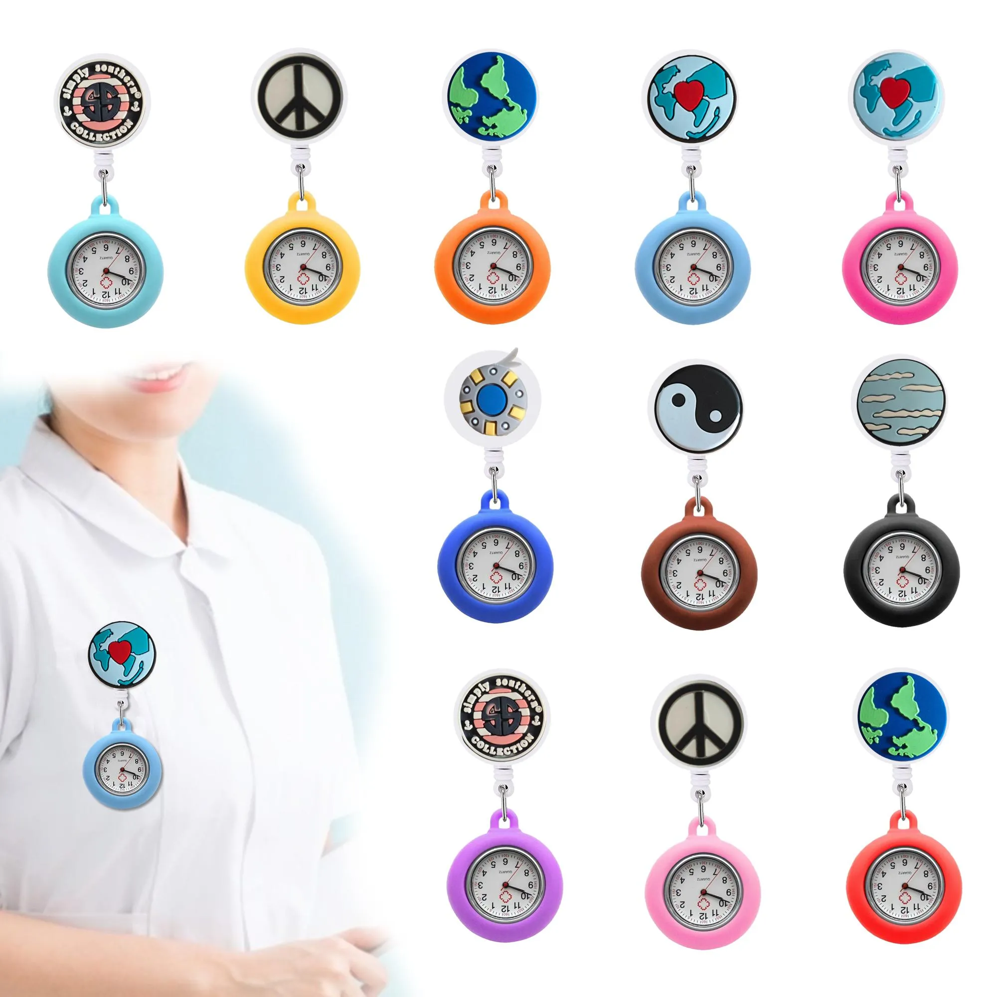 Pocket Watches Rotundity Clip Clip-On Hanging Lapel Nurse Watch Badge Accessories Retractable Fob For Women Drop Delivery Otu1G