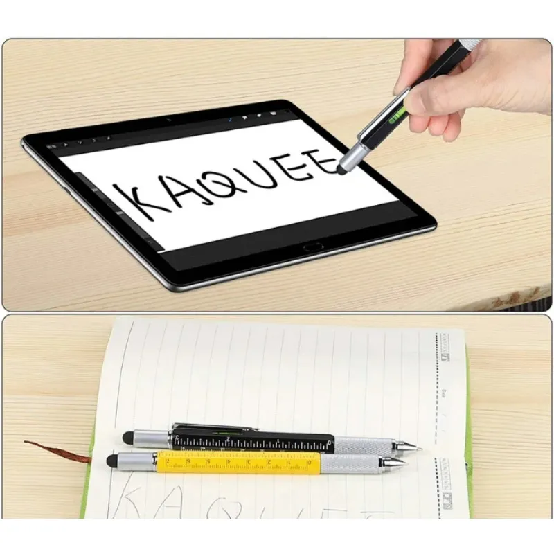 6 in1 caneta de esfera multifuncional com ferramenta de mão moderna medir o nível da tela do régua técnica da tela de toque da caneta