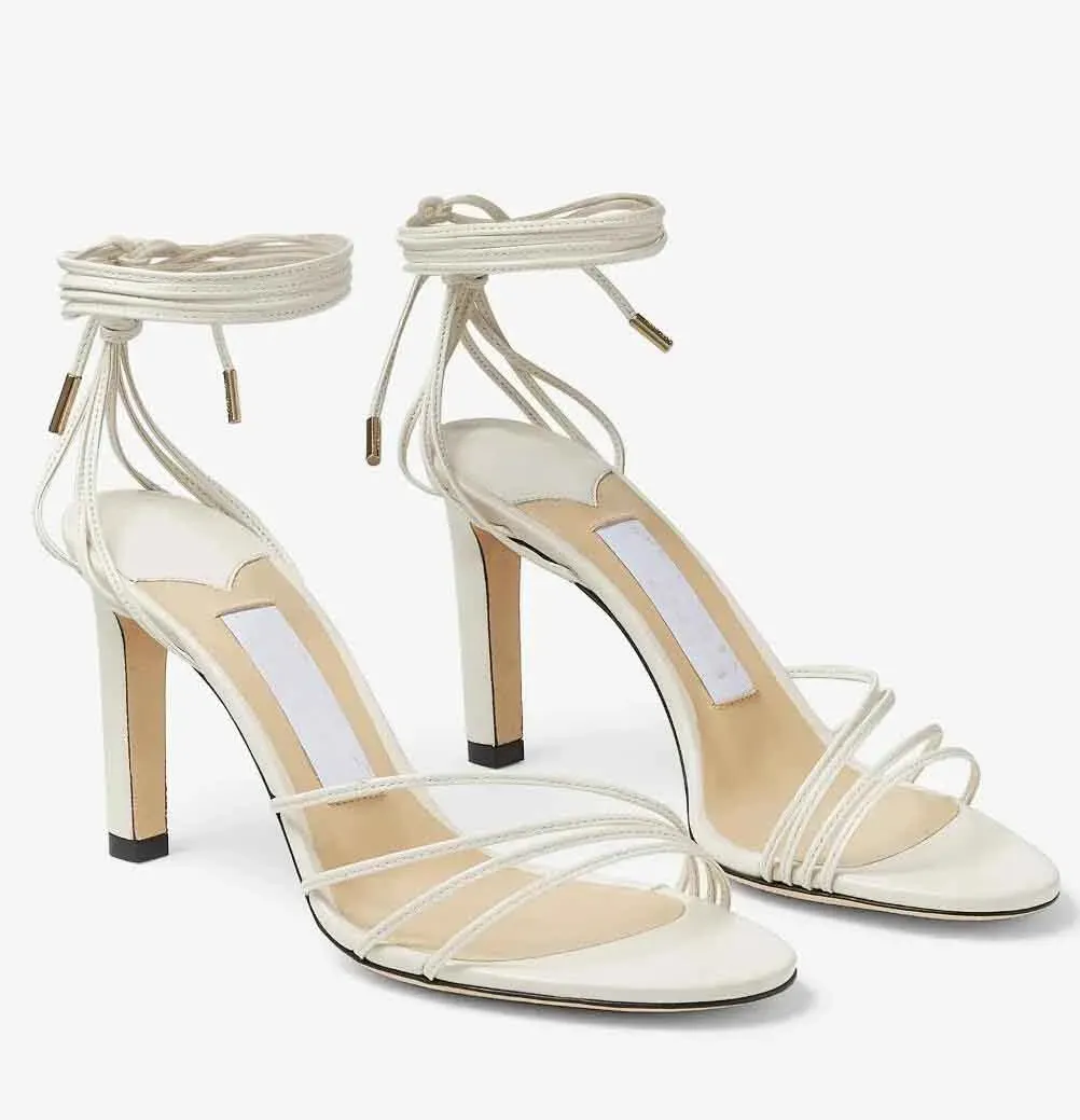 Sommer Brands Designer Antia Nappa Leder Sandalen Schuhe Frauen Verstellbare Knöchelverpackung Krawatte High Heels Party Hochzeit Brautkleid Gladiator Sandalias Box