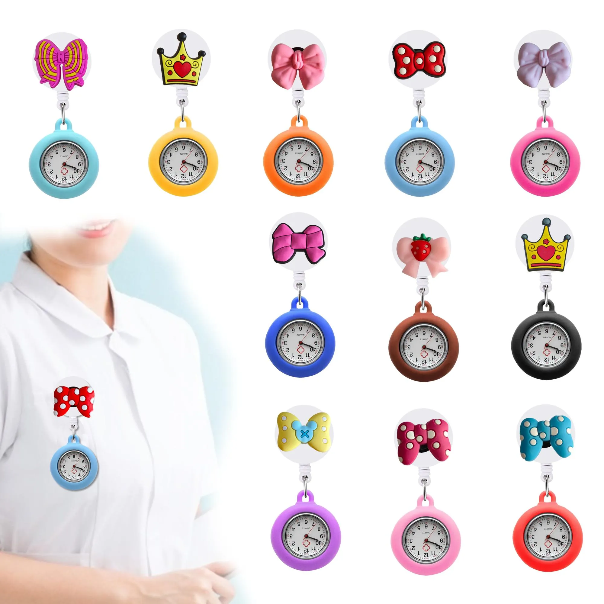 Brinquedos de gato Coroa de coroa relógios de bolso relógios retráteis para presentes para estudantes clipe-on pendurado lapela enfermeira enfermeira de enfermagem Drop Otvdu