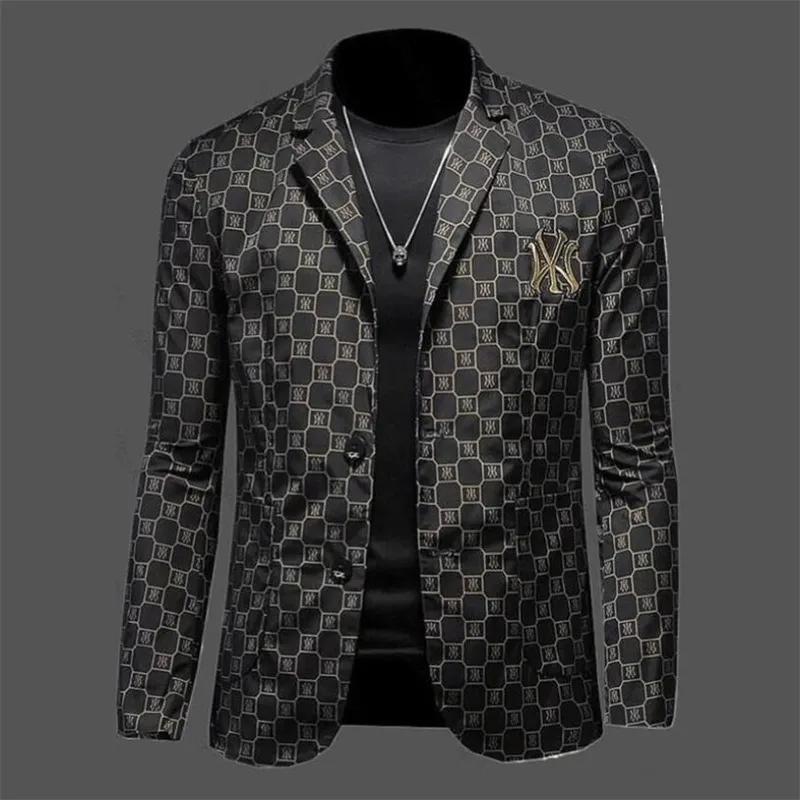 Autumn 2024 New Luxury High Quality Designer Men's Suit Black Business Top Luxury Men's Jacket Jacket Fashion Printed Jacket Oversized Size M-5XL